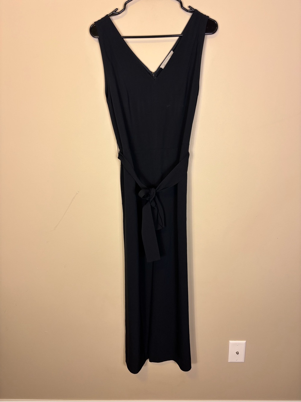 Everlane Black V-Neck Sleeveless Wide Leg Jumpsuit with Waist Tie 6
